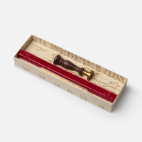 Set sigillo in ottone con ceralacca<br>Gufo