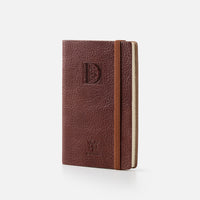 Taccuino pagine bianche con elastico<br>Copertina morbida in pelle - Collezione Iniziali