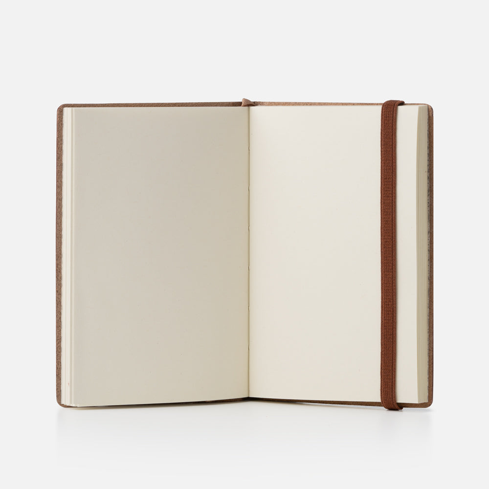 Taccuino pagine bianche con elastico<br>Copertina morbida in pelle - Collezione Iniziali