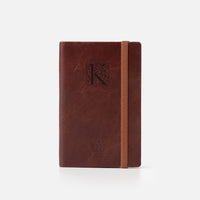 Taccuino pagine bianche con elastico<br>Copertina morbida in pelle - Collezione Iniziali