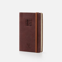 Taccuino pagine bianche con elastico<br>Copertina morbida in pelle - Collezione Iniziali