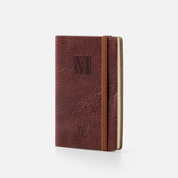 Taccuino pagine bianche con elastico<br>Copertina morbida in pelle - Collezione Iniziali