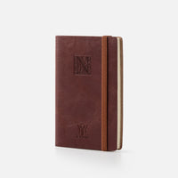 Taccuino pagine bianche con elastico<br>Copertina morbida in pelle - Collezione Iniziali