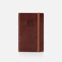 Taccuino pagine bianche con elastico<br>Copertina morbida in pelle - Collezione Iniziali