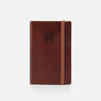 Taccuino pagine bianche con elastico<br>Copertina morbida in pelle - Collezione Iniziali