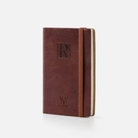 Taccuino pagine bianche con elastico<br>Copertina morbida in pelle - Collezione Iniziali
