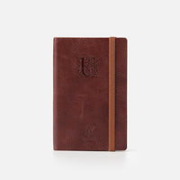 Taccuino pagine bianche con elastico<br>Copertina morbida in pelle - Collezione Iniziali