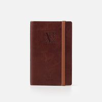 Taccuino pagine bianche con elastico<br>Copertina morbida in pelle - Collezione Iniziali