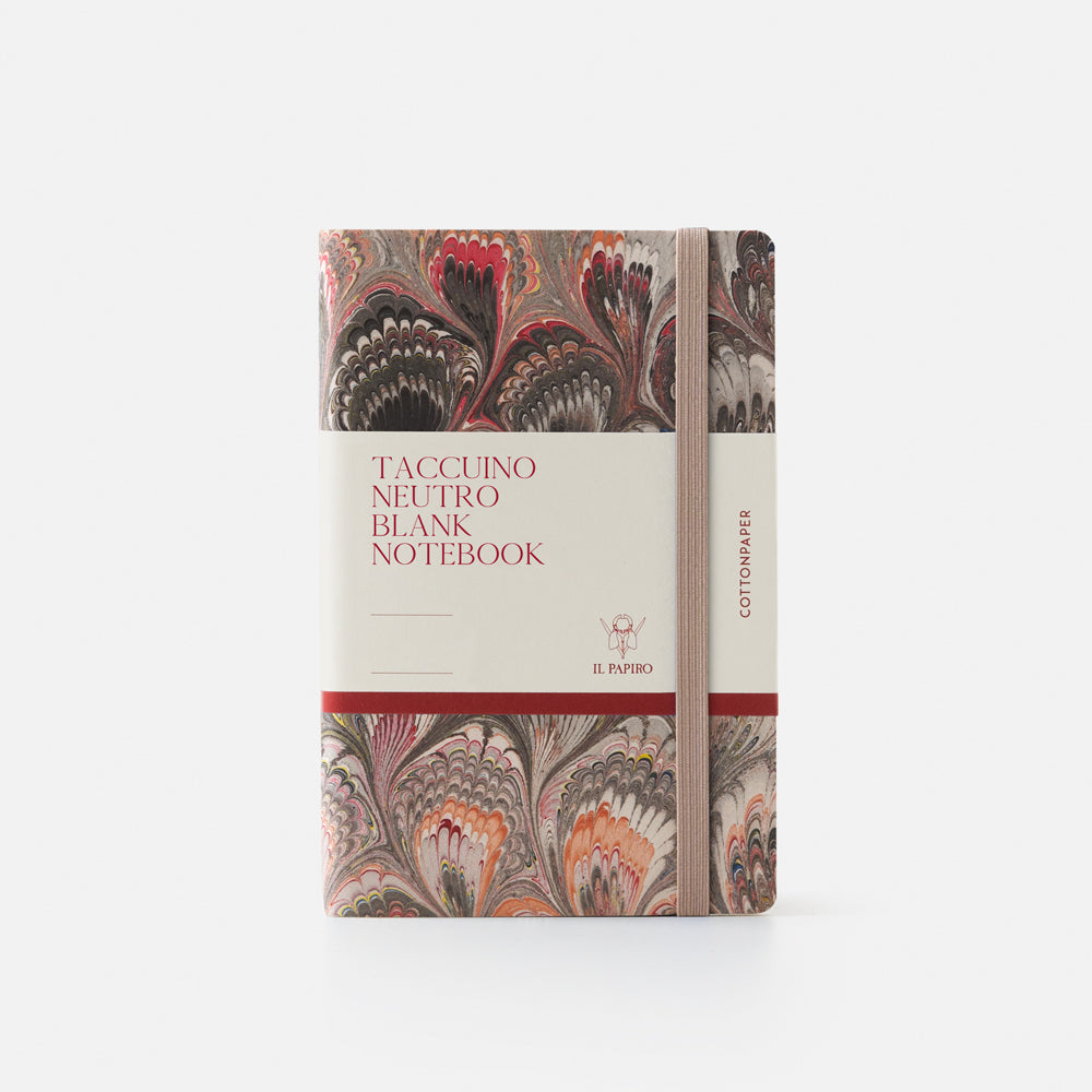 Taccuino pagine bianche con elastico<br>Copertina morbida - Collezione cottonpaper Pavoni