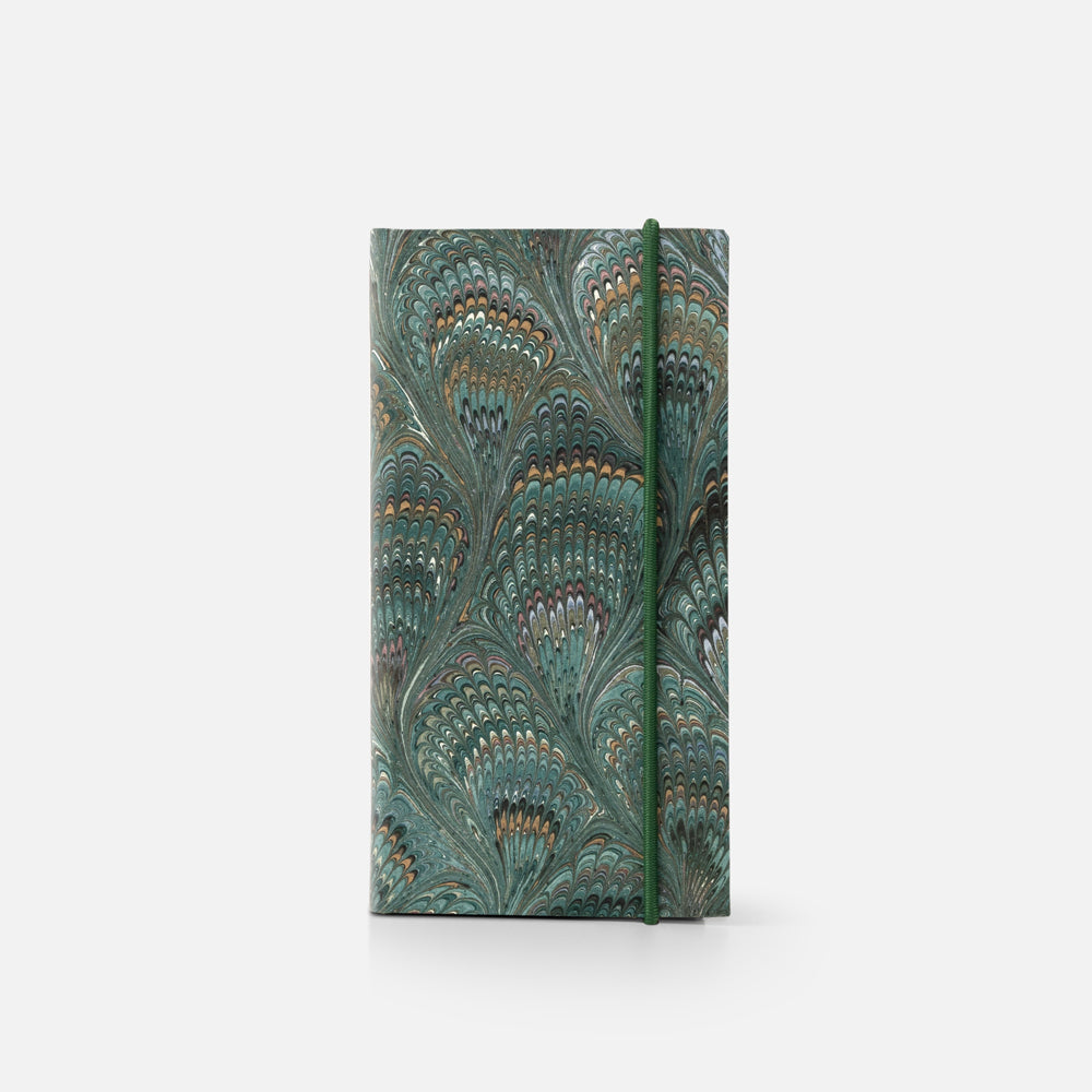 Taccuino pagine a righe con elastico<br>Copertina rigida - Collezione Pavoni