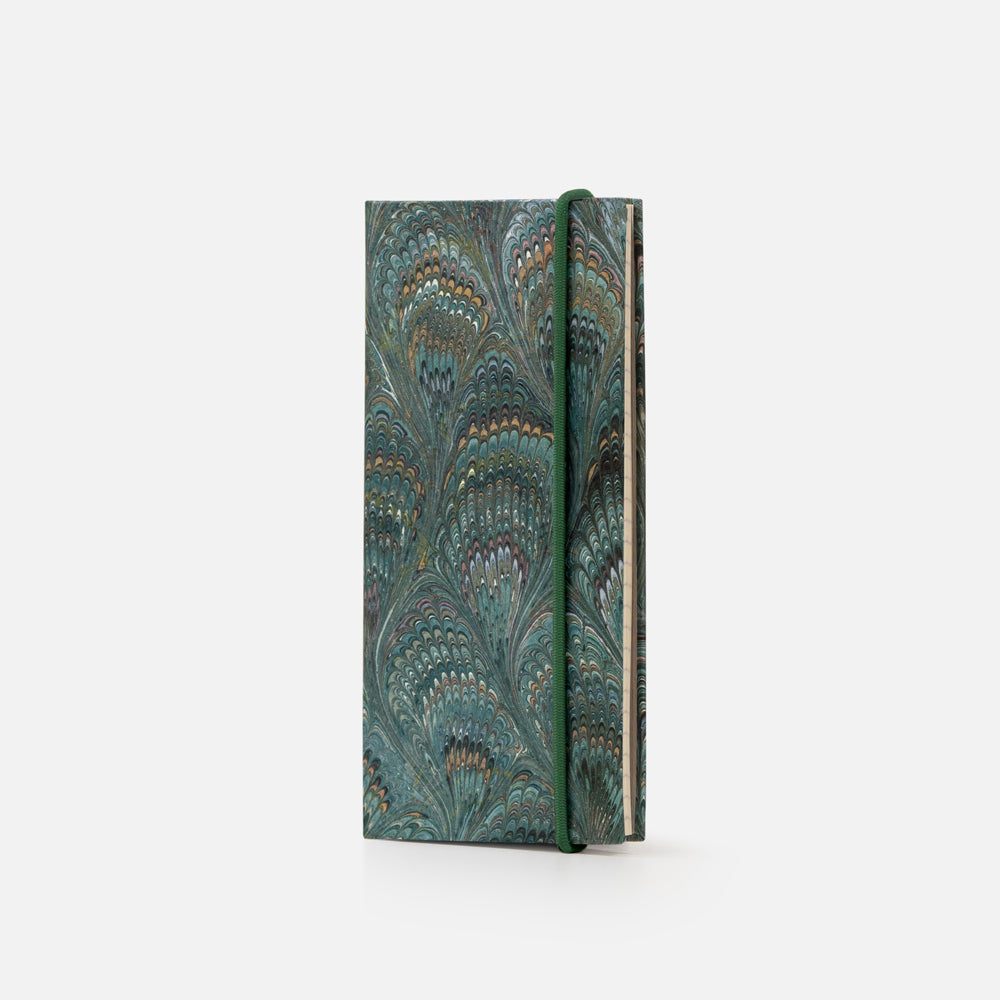 Taccuino pagine a righe con elastico<br>Copertina rigida - Collezione Pavoni