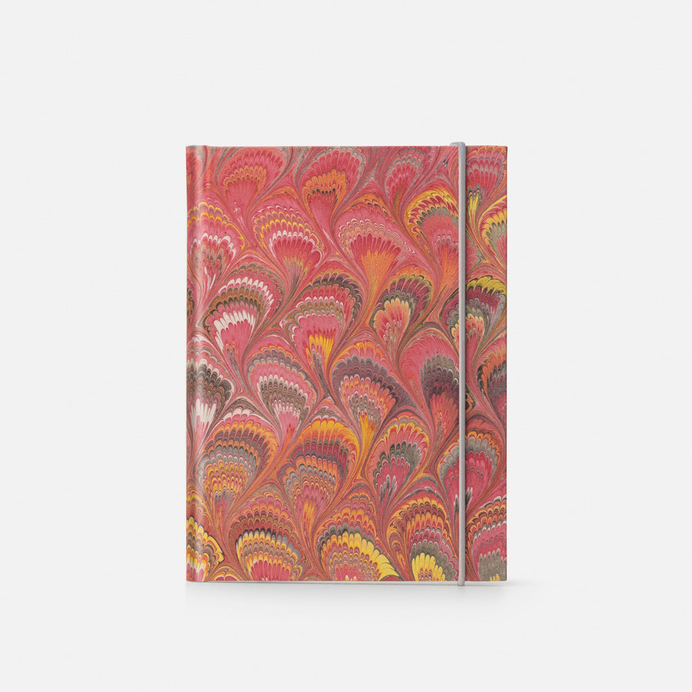 Taccuino pagine a righe con elastico<br>Copertina rigida - Collezione Pavoni