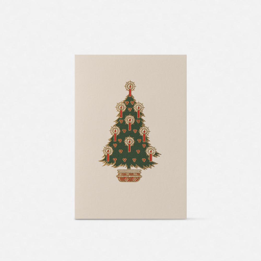 Biglietto doppio con busta<br>Albero di Natale con candele
