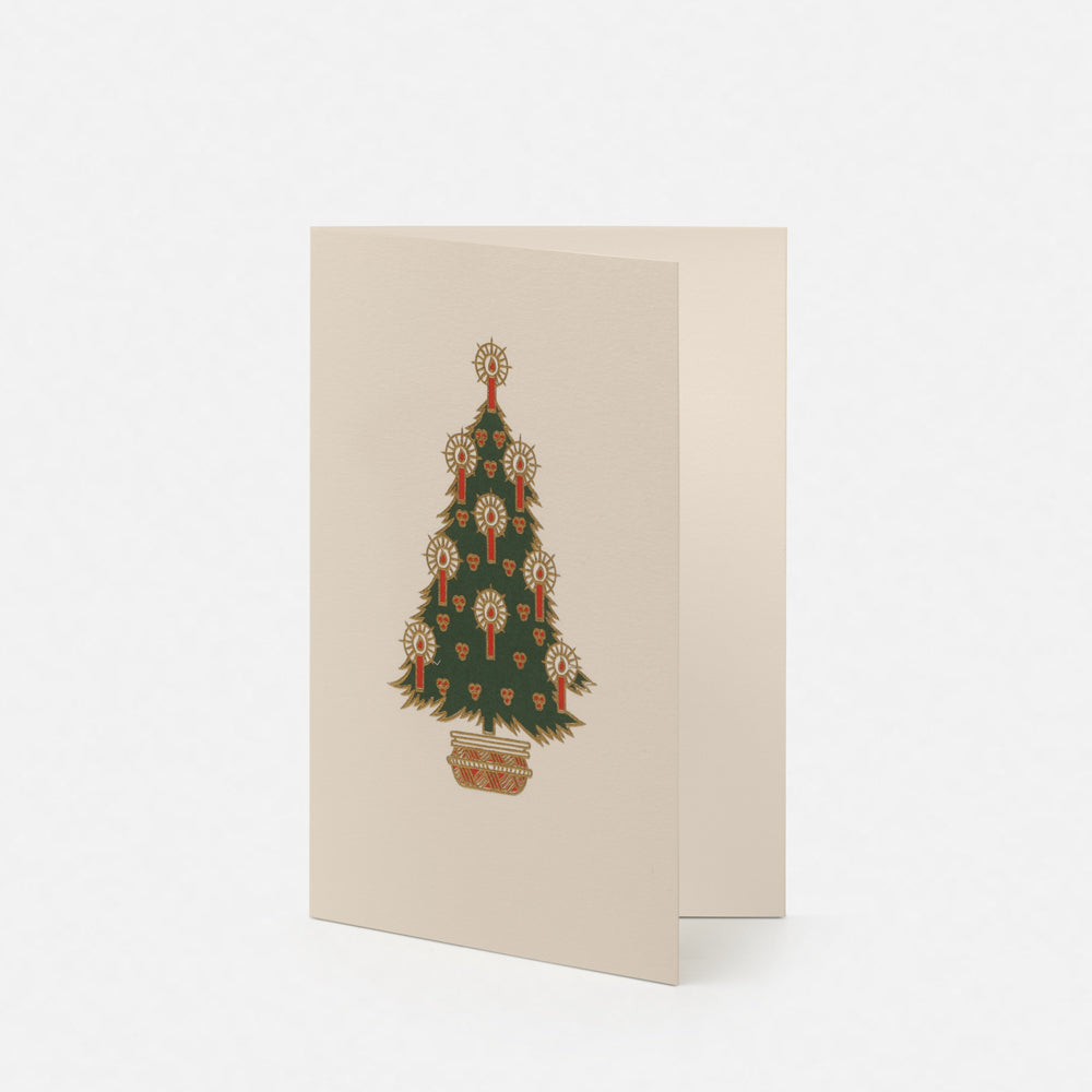 Biglietto doppio con busta<br>Albero di Natale con candele