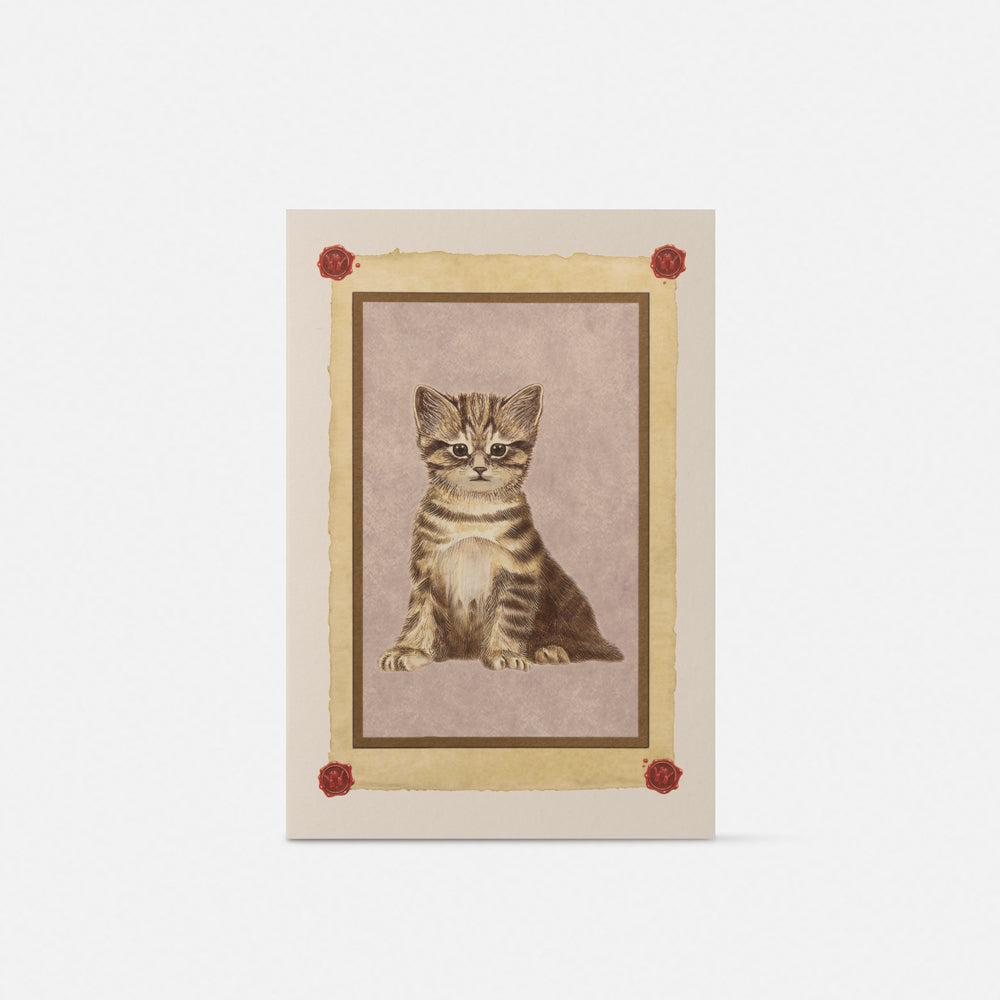 Biglietto doppio large con busta<br>Gatto grigio