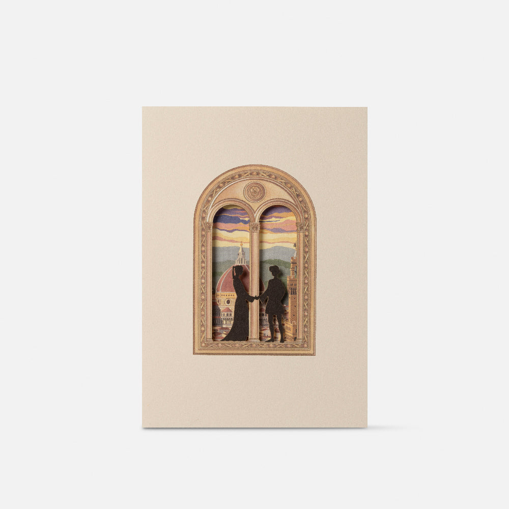 Biglietto doppio/Partecipazione con busta<br>Silhouette Duomo Firenze