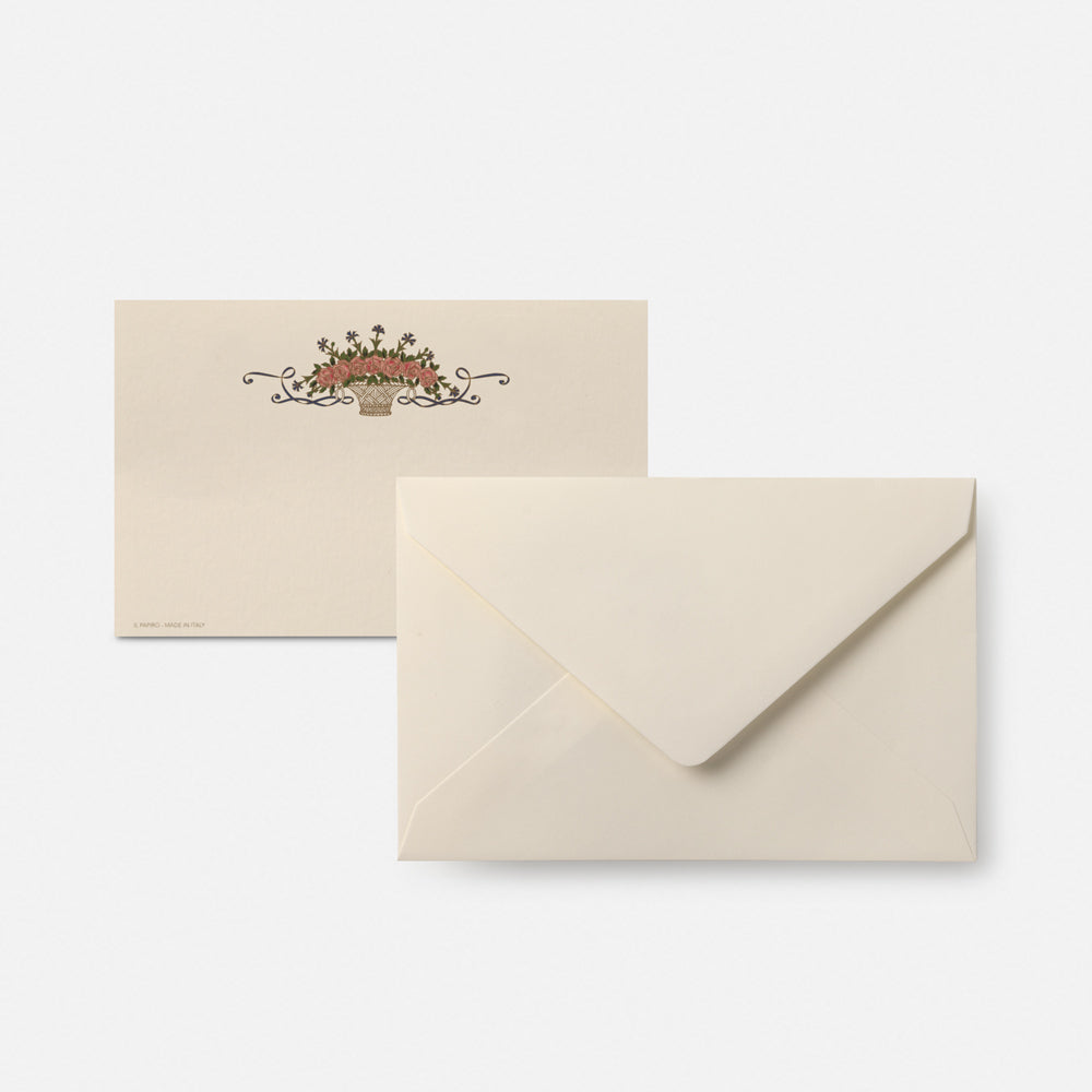 Biglietto singolo/Invito con busta<br>Cesto rose