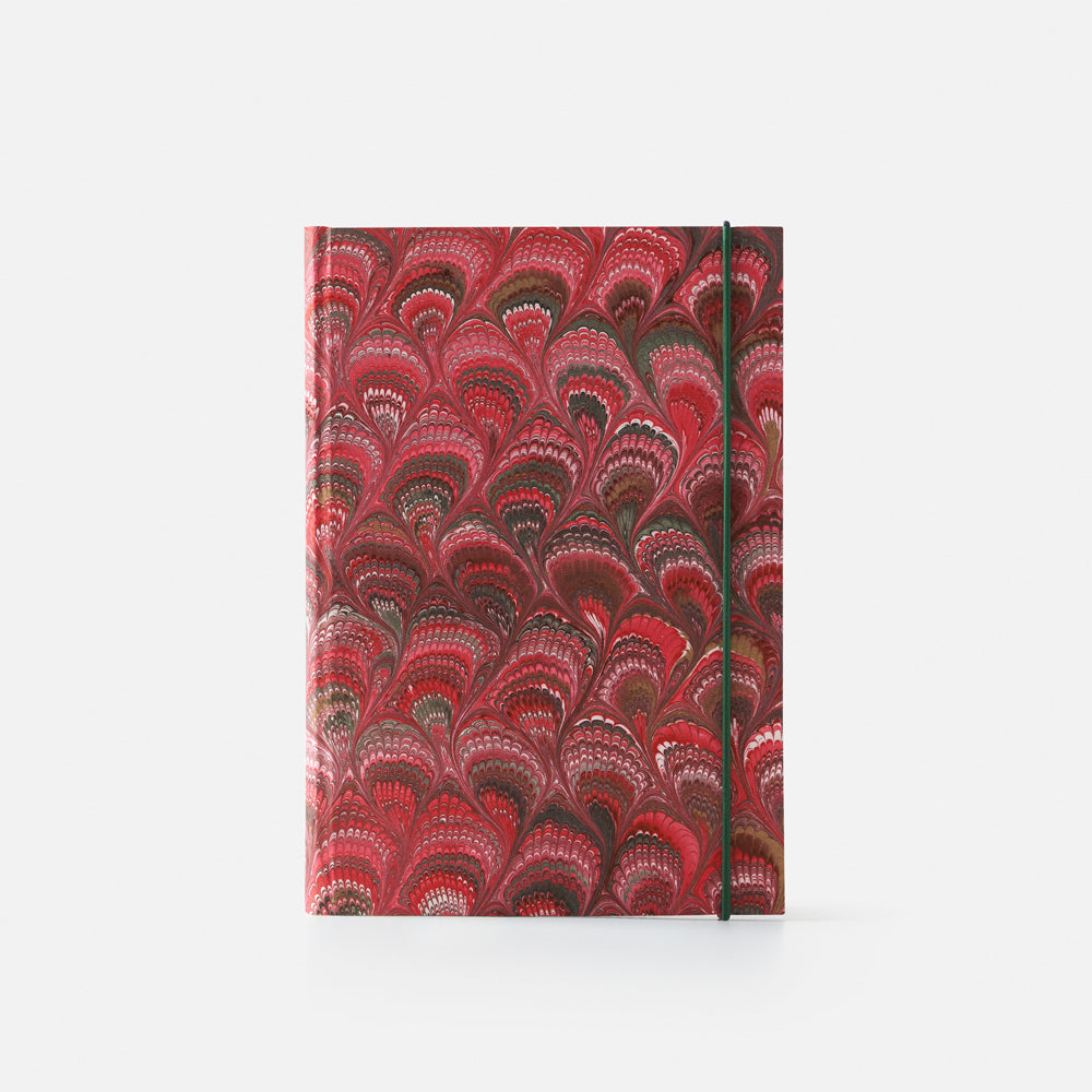 Taccuino pagine a righe con elastico<br>Copertina rigida - Collezione Pavoni