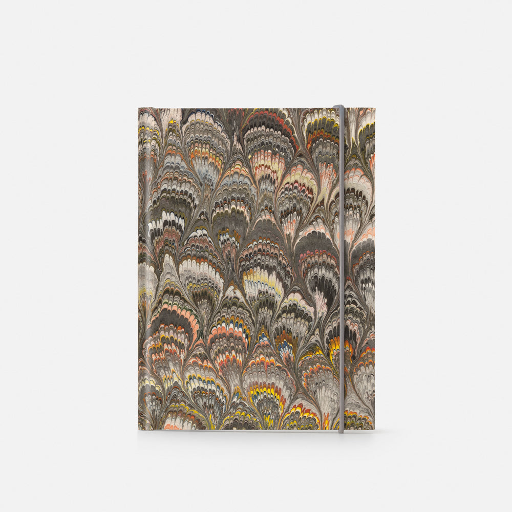 Taccuino pagine a righe con elastico<br>Copertina rigida - Collezione Pavoni