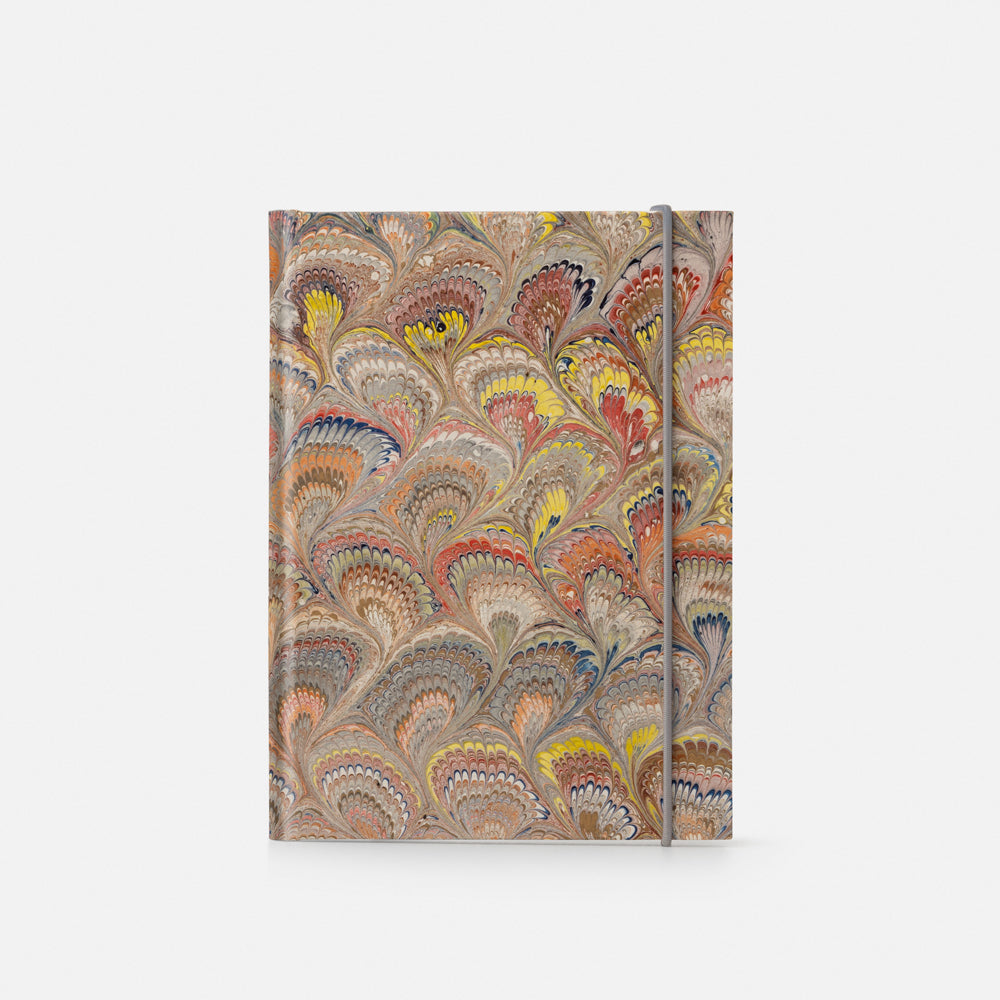 Taccuino pagine a righe con elastico<br>Copertina rigida - Collezione Pavoni