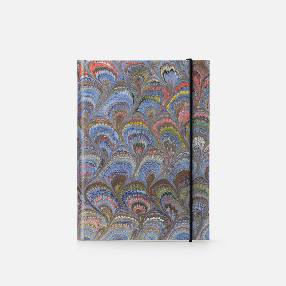 Taccuino pagine a righe con elastico<br>Copertina rigida - Collezione Pavoni