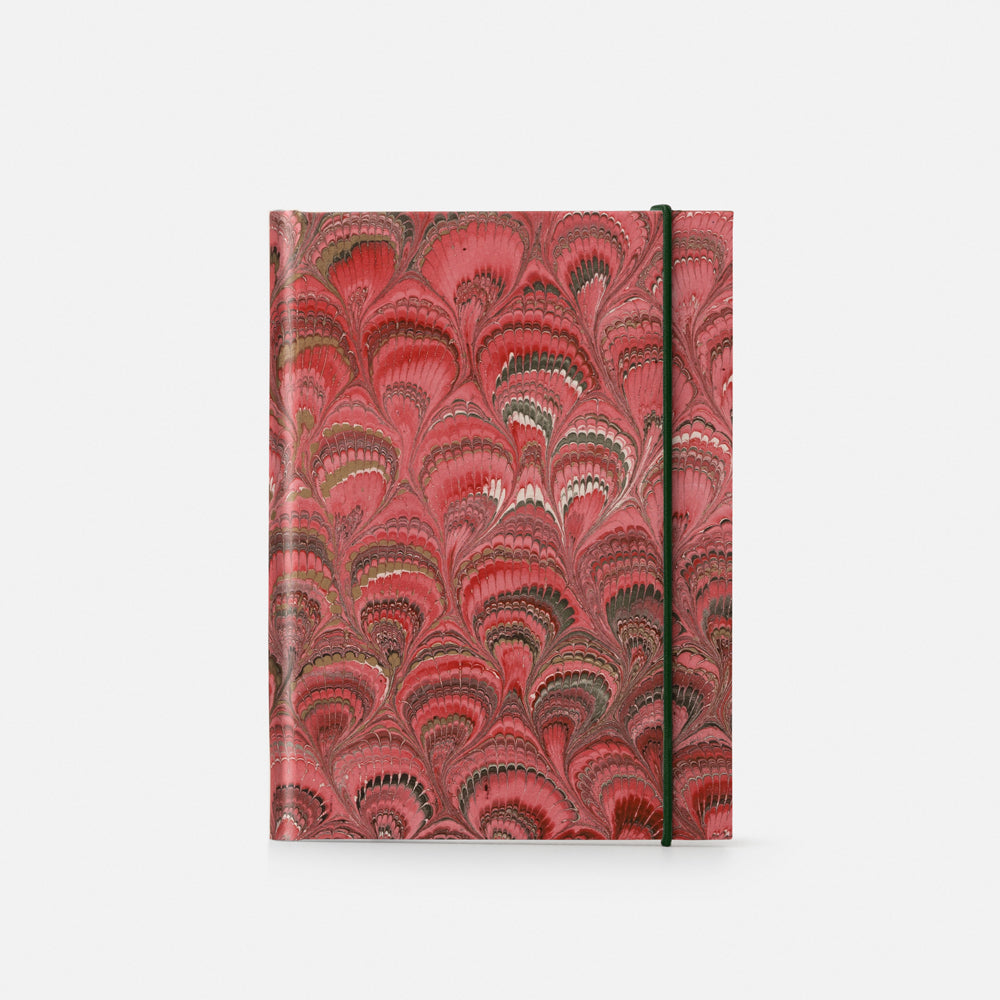 Taccuino pagine a righe con elastico<br>Copertina rigida - Collezione Pavoni