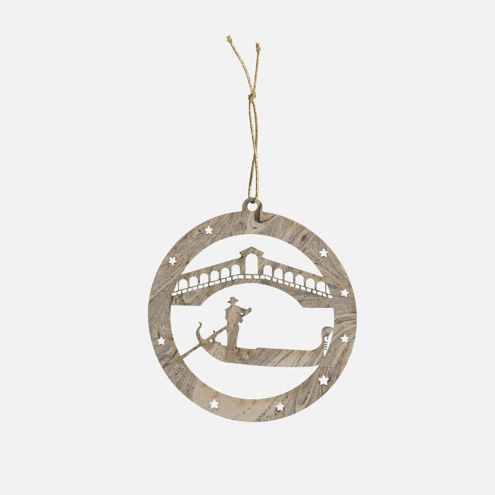 Pallina di Natale - Ponte di Rialto Venezia<br>Collezione Marmi