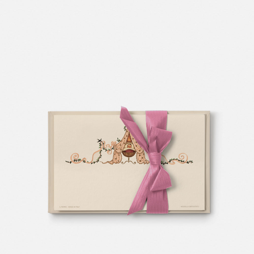 Single card/Invitation - Birth - Cradle with pink bow