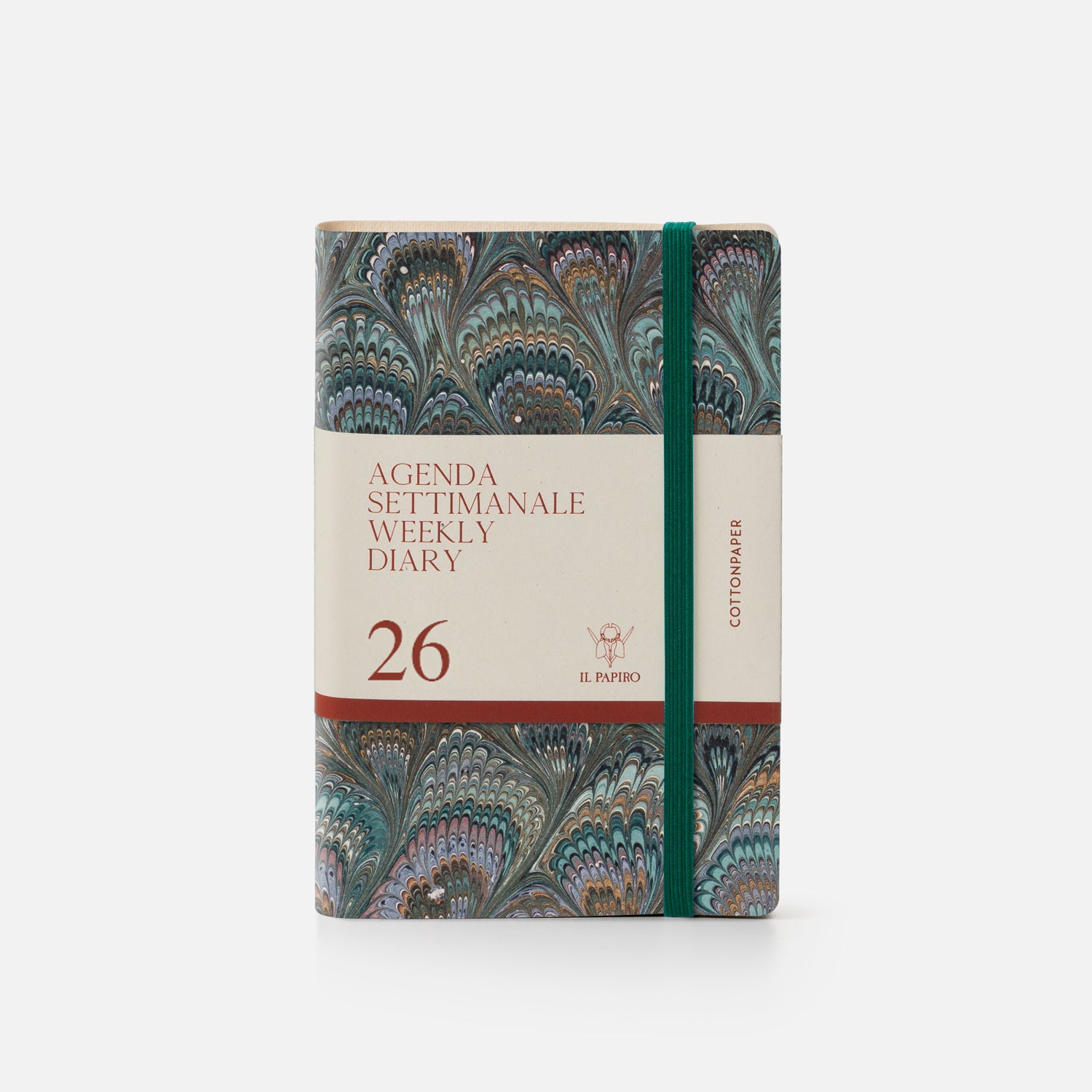 Cottonpaper weekly diary with elastic - Peacocks