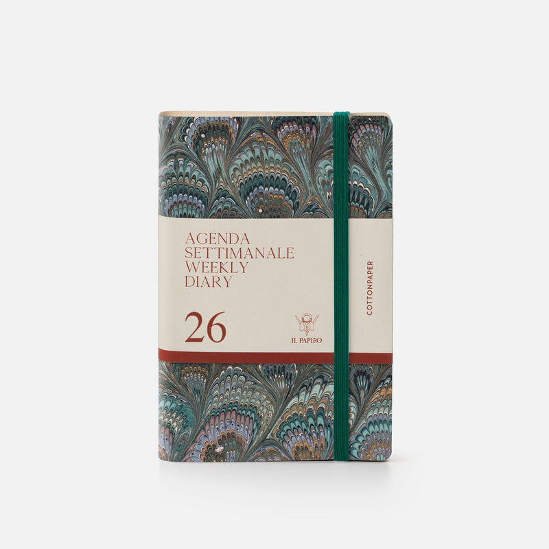 Cottonpaper weekly diary with elastic - Peacocks