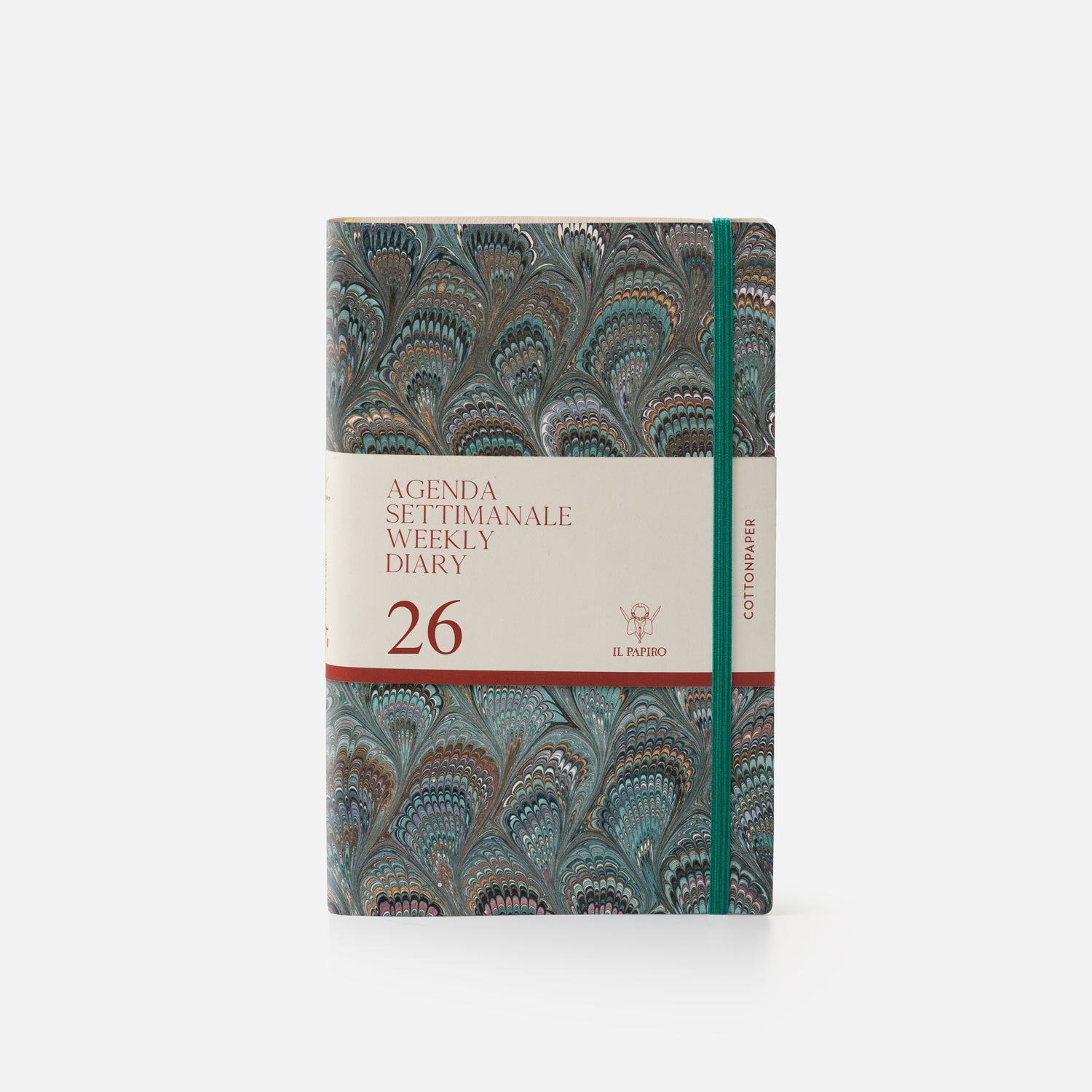 Cottonpaper weekly diary with elastic - Peacocks