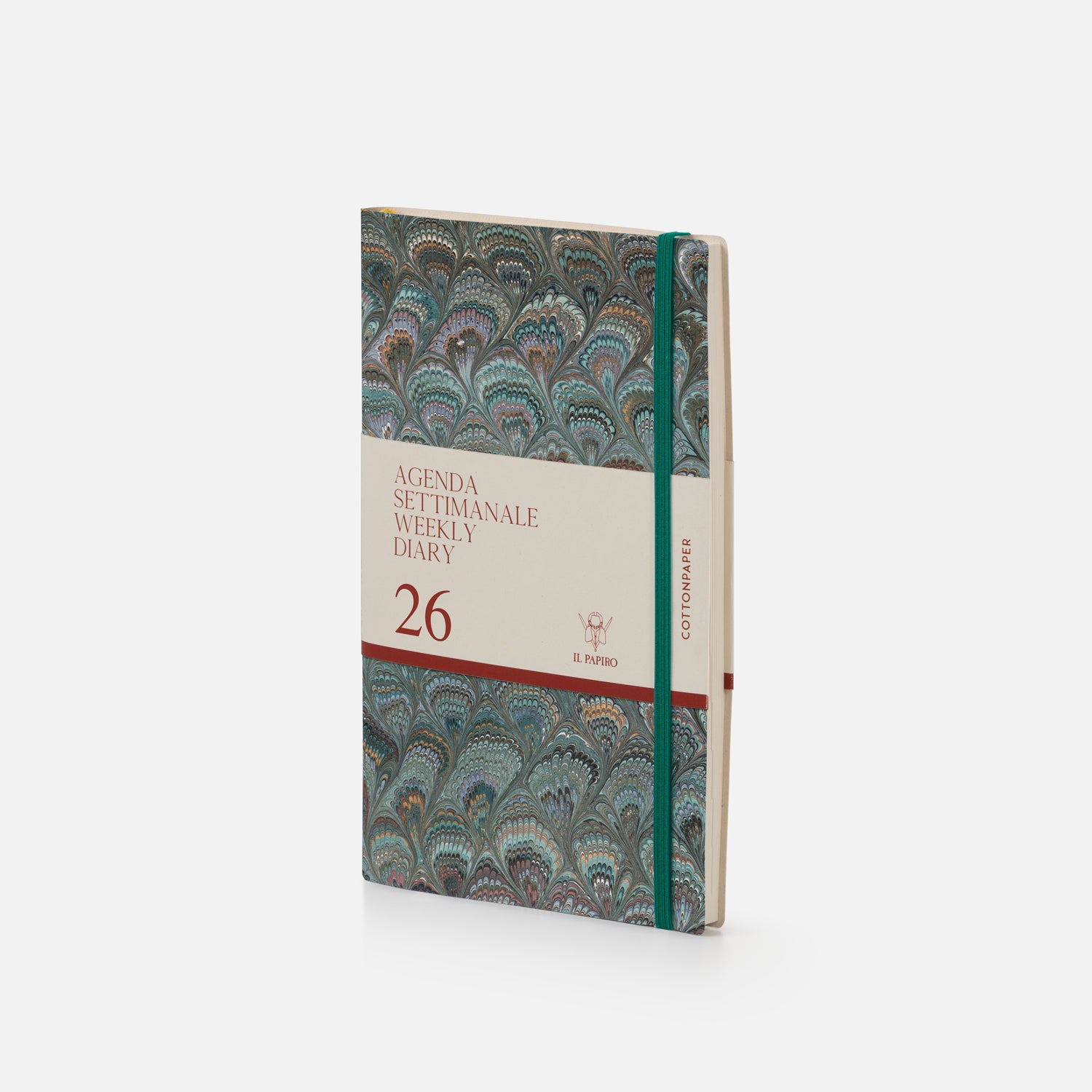 Cottonpaper weekly diary with elastic - Peacocks