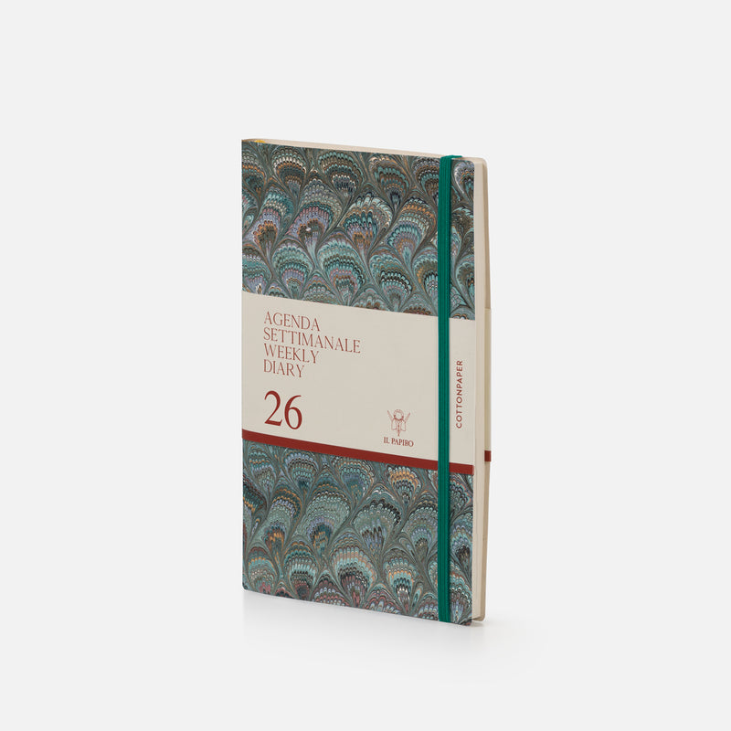Cottonpaper weekly diary with elastic - Peacocks