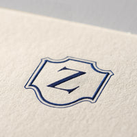 Single card/Invitation - SM - Embossed initials (A-Z)