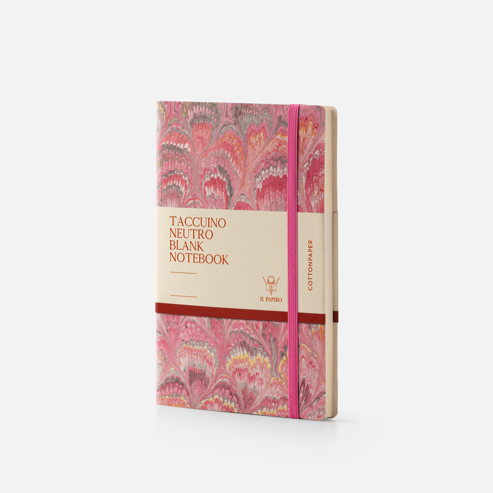 Taccuino pagine bianche con elastico<br>Copertina morbida - Collezione cottonpaper Pavoni