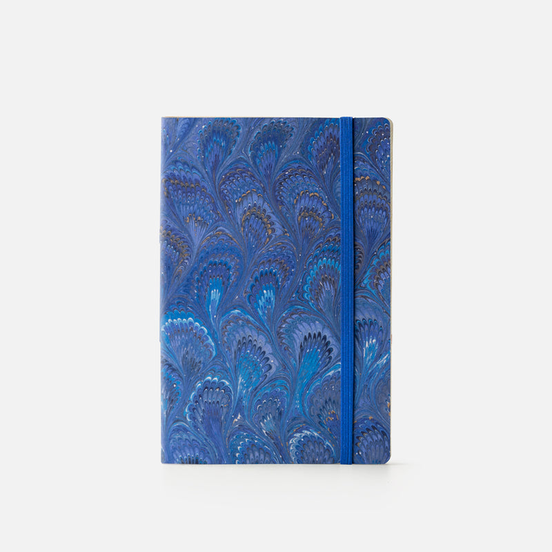 Cottonpaper cover notebook with elastic - Peacocks