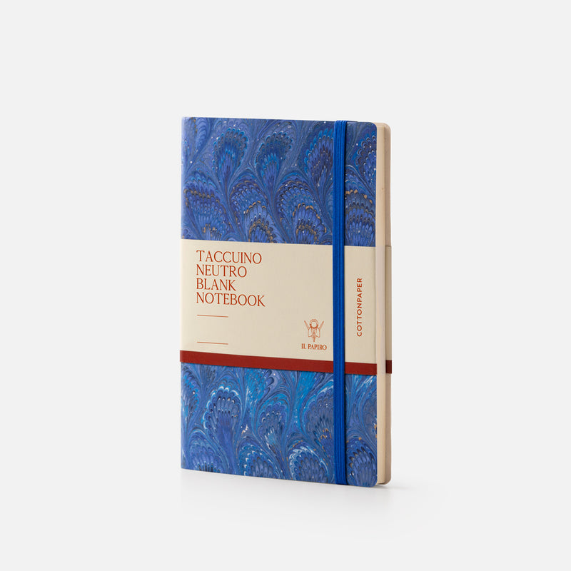 Taccuino pagine bianche con elastico<br>Copertina morbida - Collezione cottonpaper Pavoni