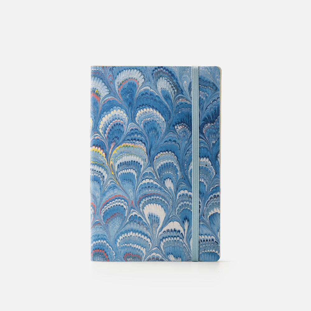 Cottonpaper cover notebook with elastic - Peacocks