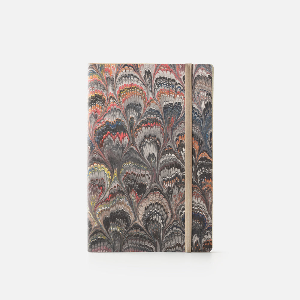 Cottonpaper cover notebook with elastic - Peacocks