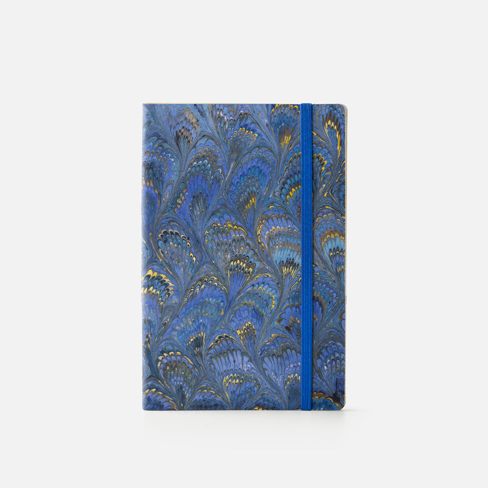 Cottonpaper cover notebook with elastic - Peacocks