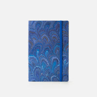 Cottonpaper cover notebook with elastic - Peacocks