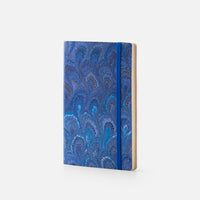 Cottonpaper cover notebook with elastic - Peacocks