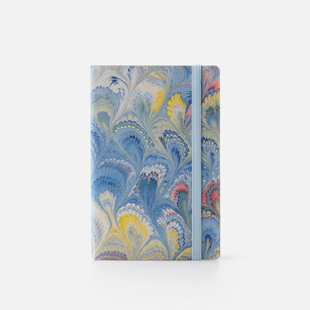 Cottonpaper cover notebook with elastic - Peacocks