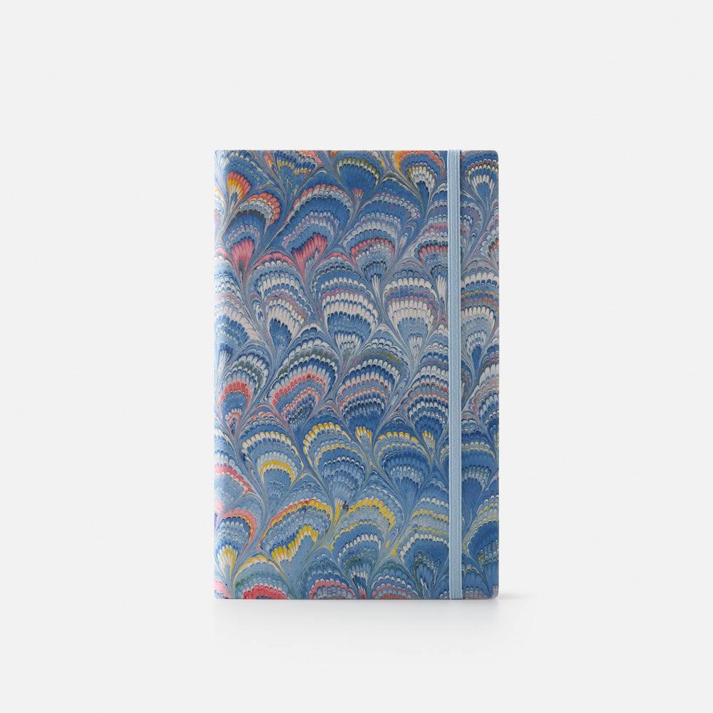 Cottonpaper cover notebook with elastic - Peacocks