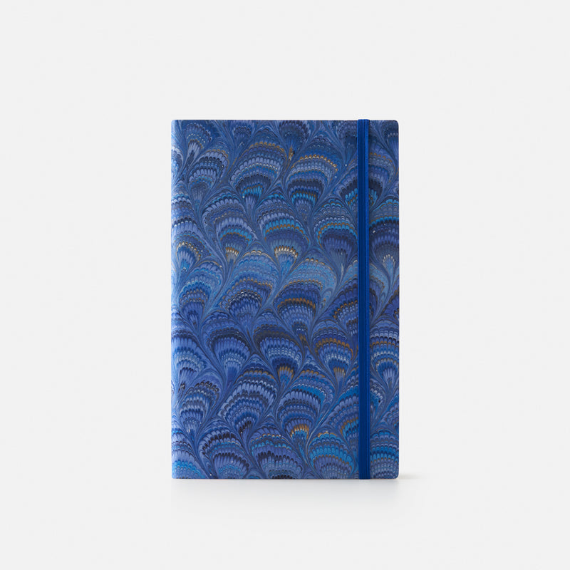 Cottonpaper cover notebook with elastic - Peacocks