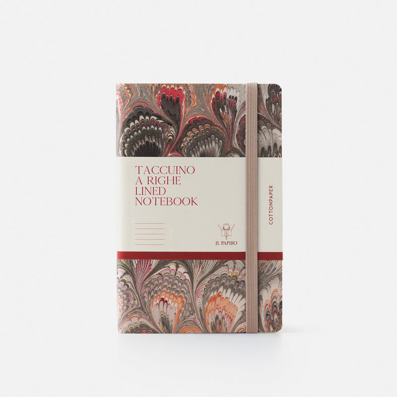 Cottonpaper cover notebook with elastic - Peacocks