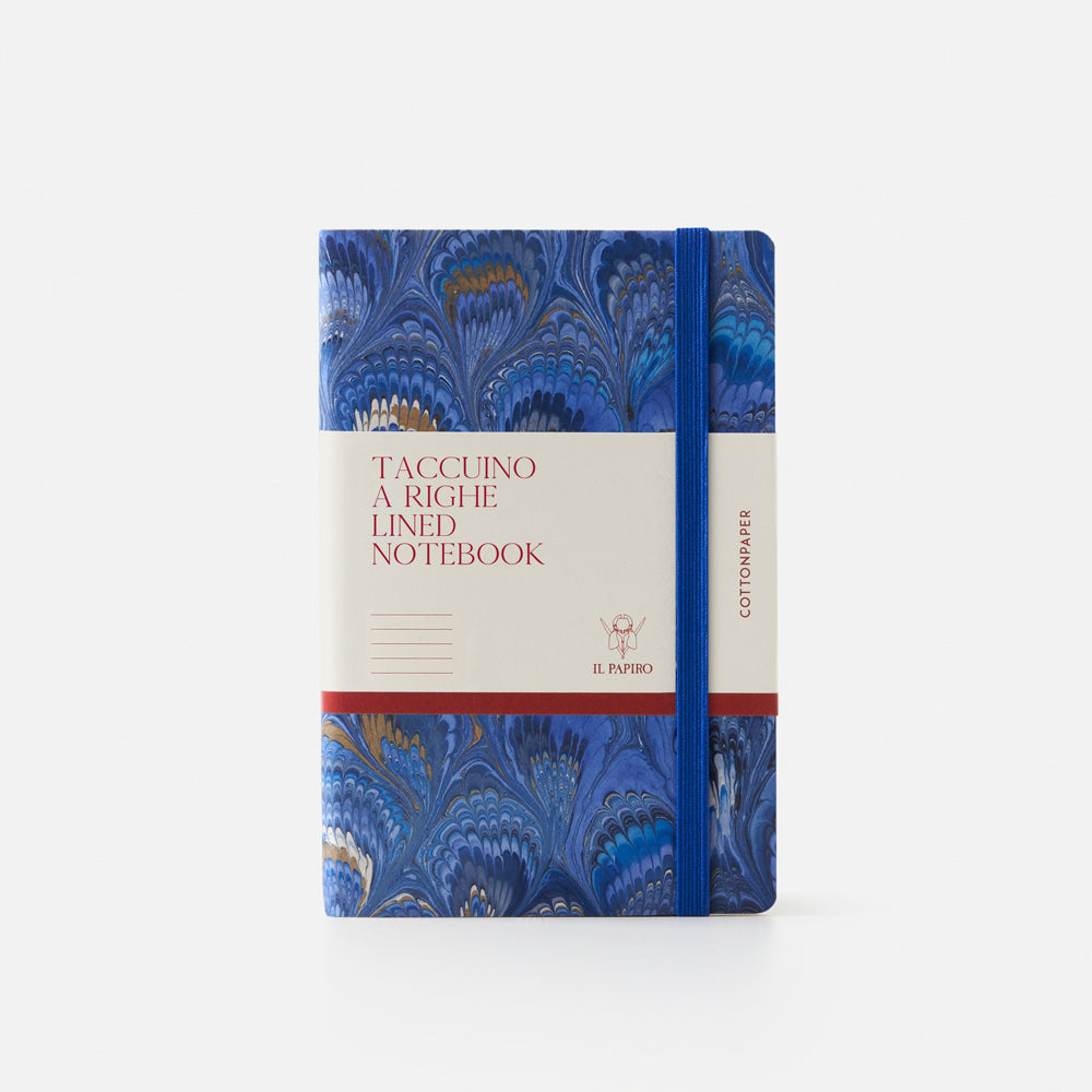 Cottonpaper cover notebook with elastic - Peacocks