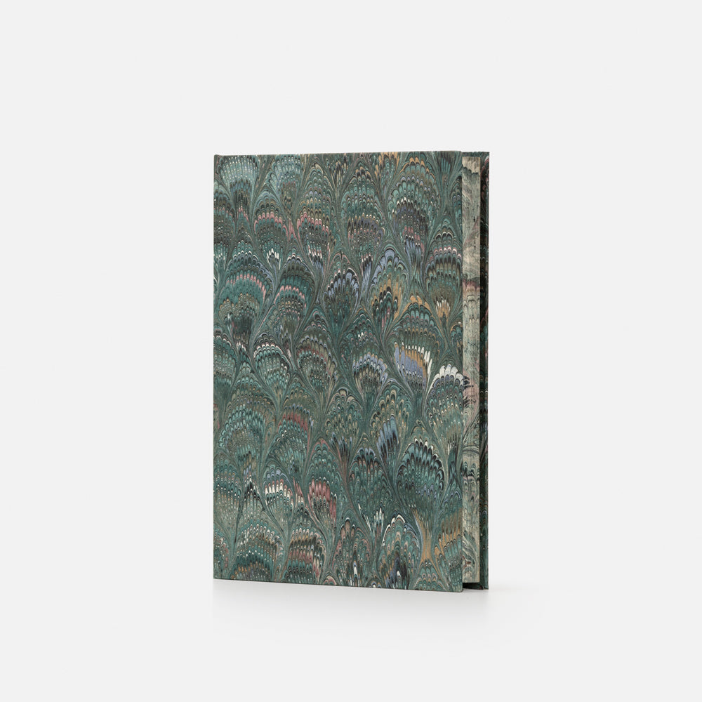 Hard cover notebook with marbled cut - Peacocks
