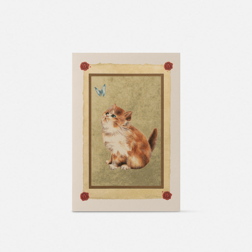 Large double card - cat with butterfly