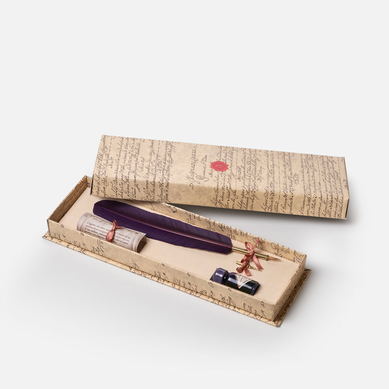 Writing set with feather and ink